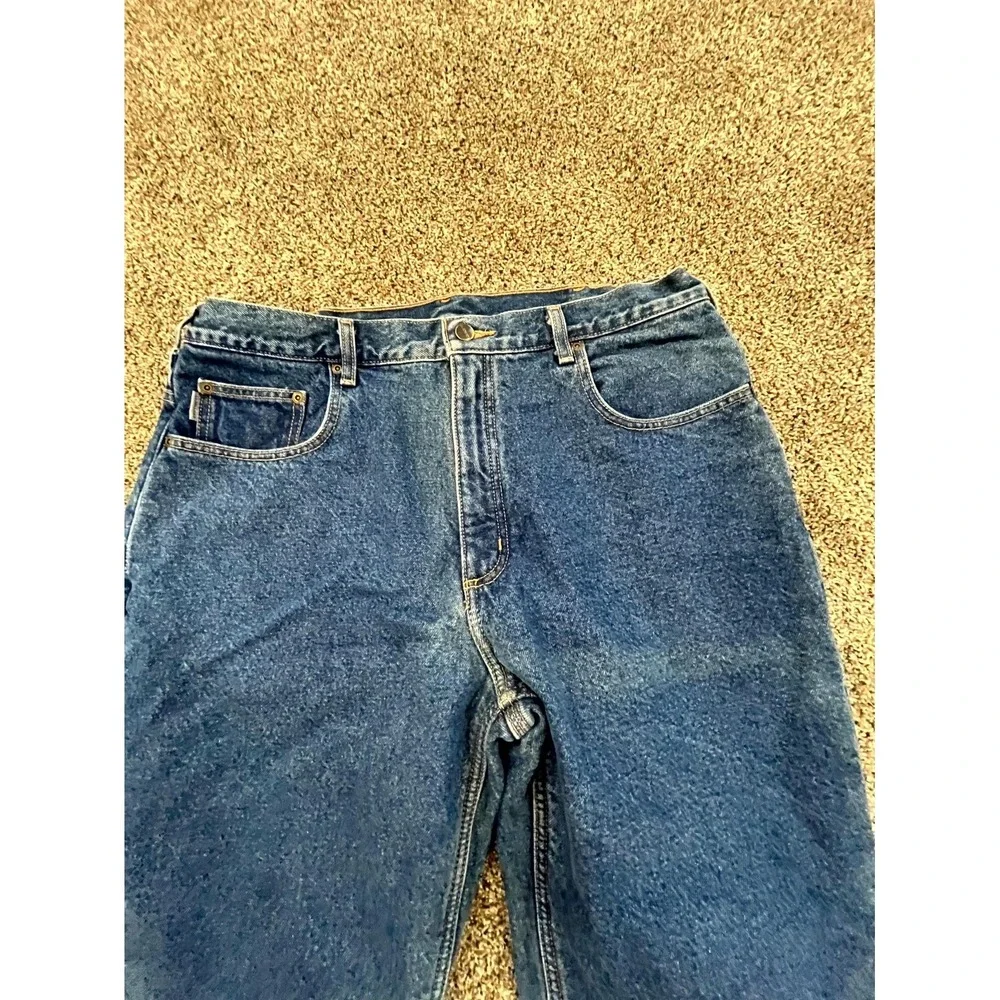 Carhartt Workwear Jeans Mens 38x30 Blue Flannel‎ Lined Relaxed Fit Straight Leg